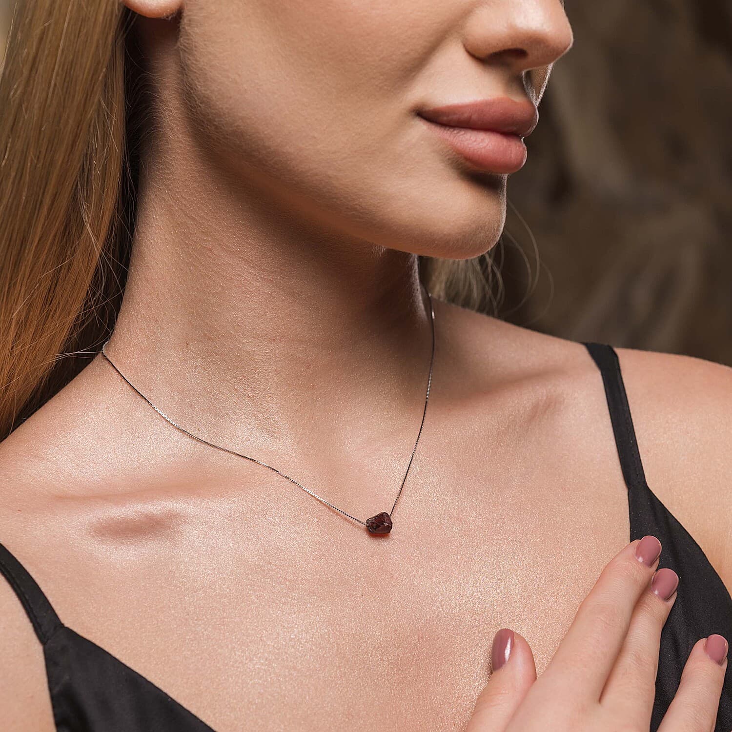 Raw Garnet Necklace