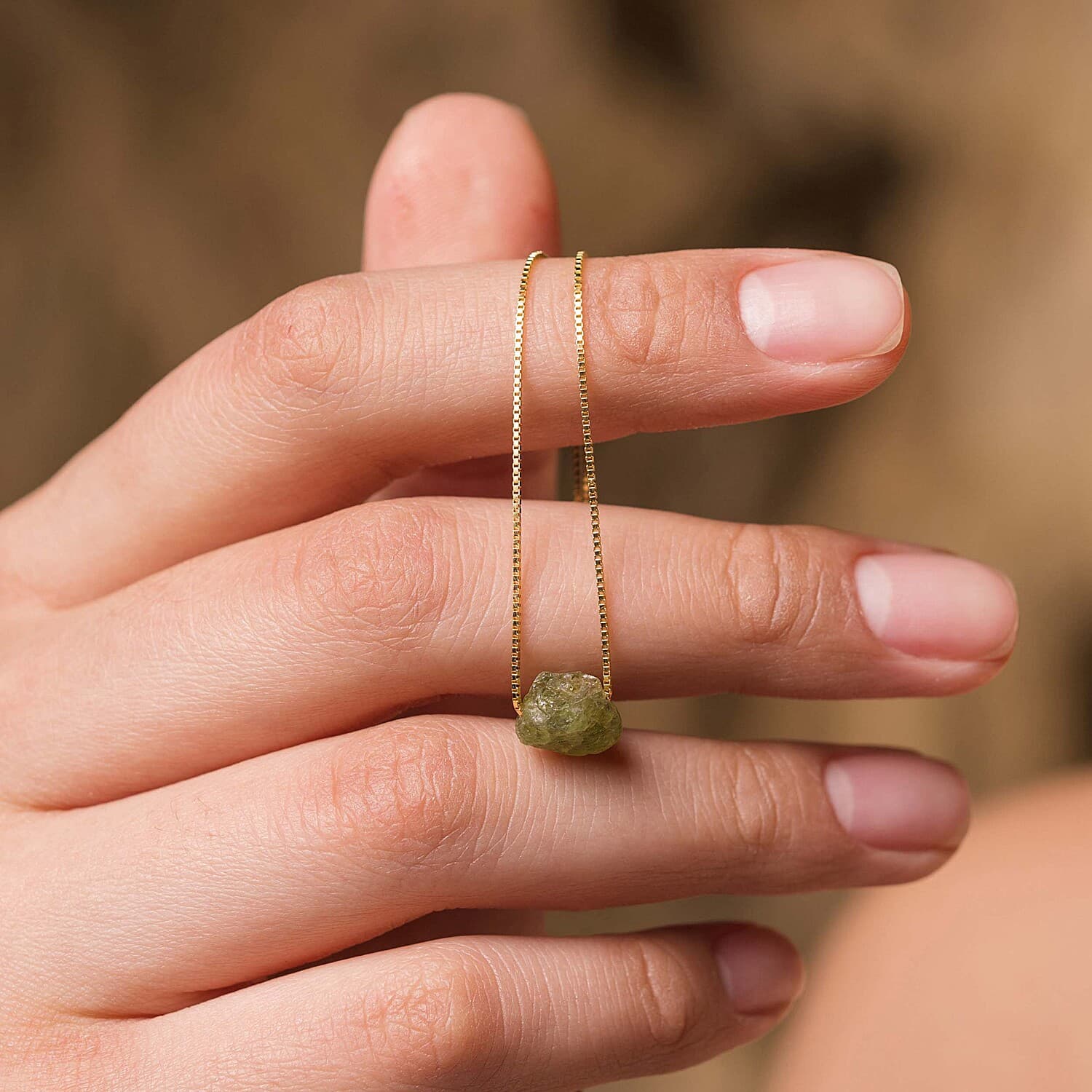 Raw Peridot Necklace