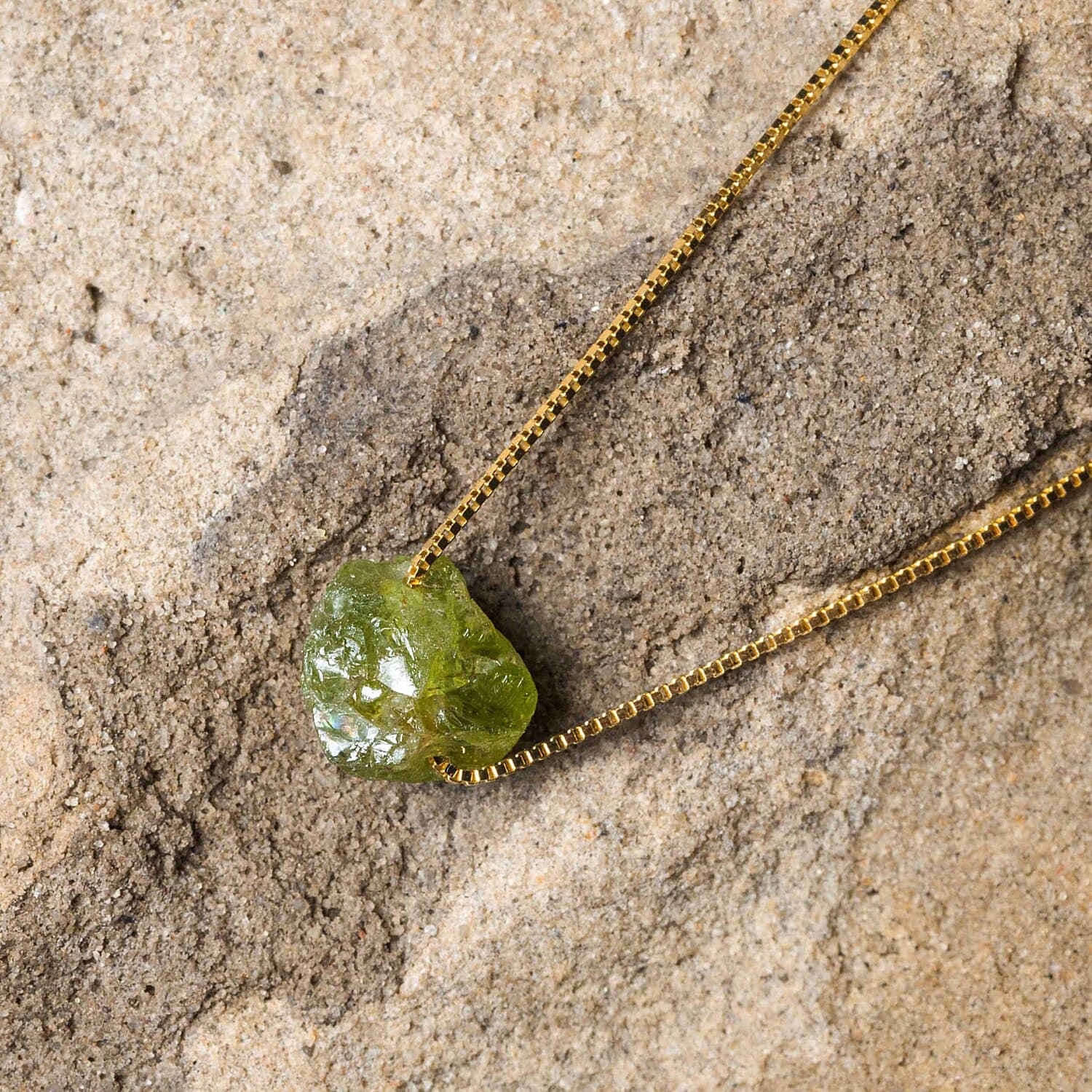 Raw Peridot Necklace