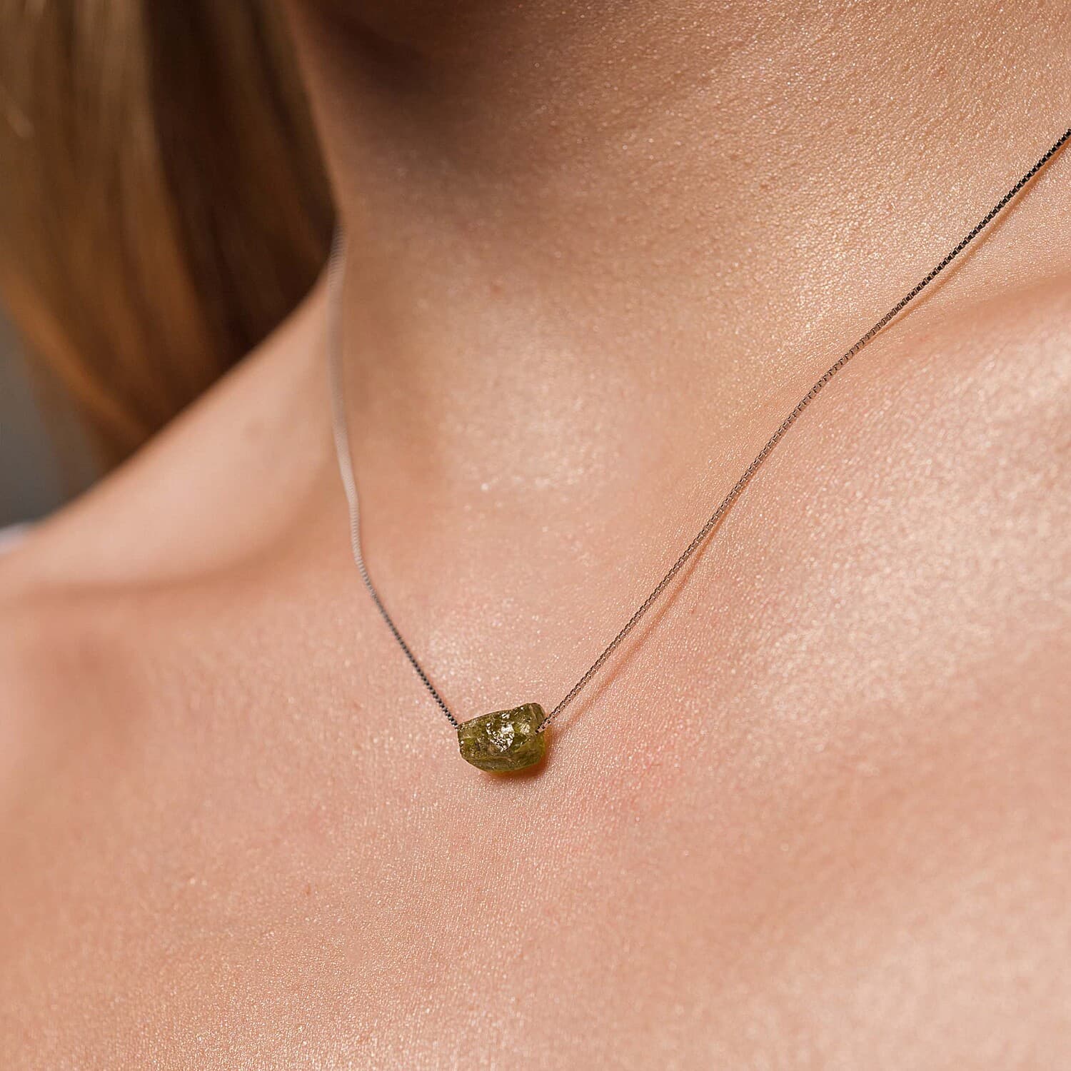 Raw Peridot Necklace