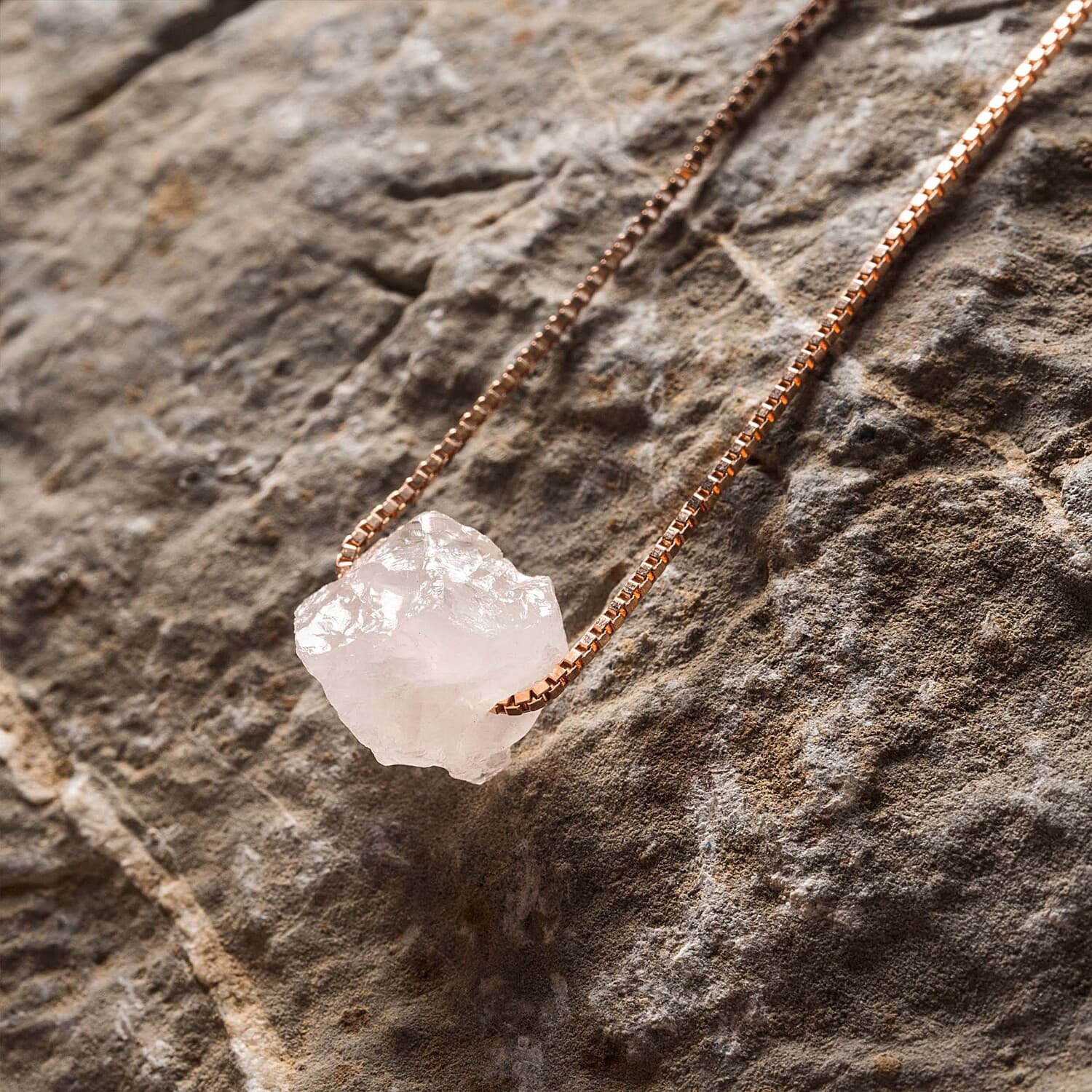 Raw Rose Quartz Necklace