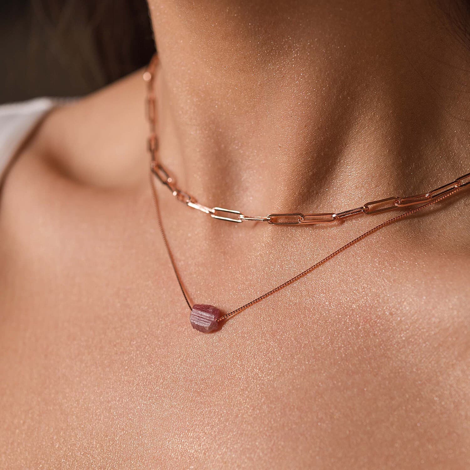 Raw Pink Tourmaline Necklace