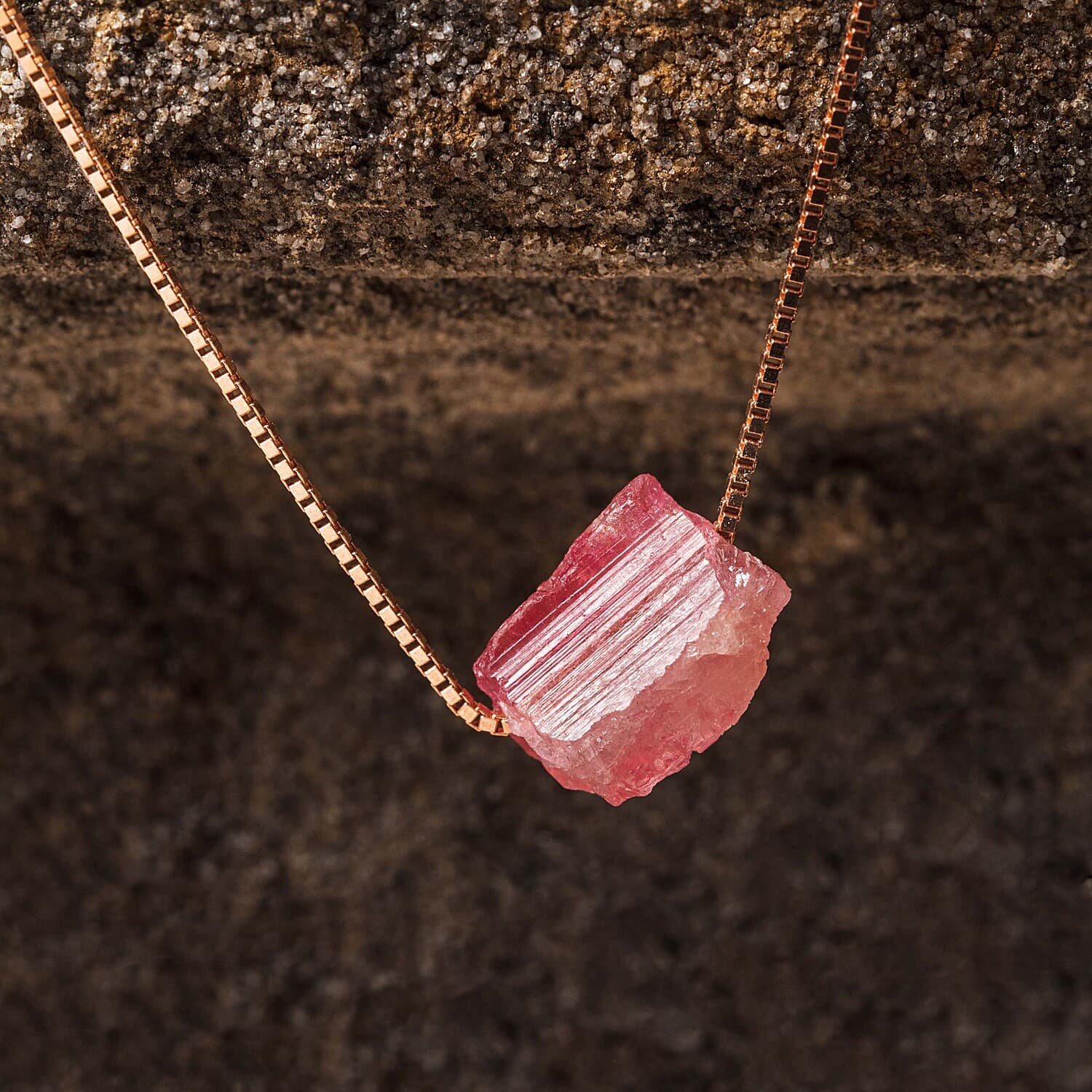 Raw Pink Tourmaline Necklace